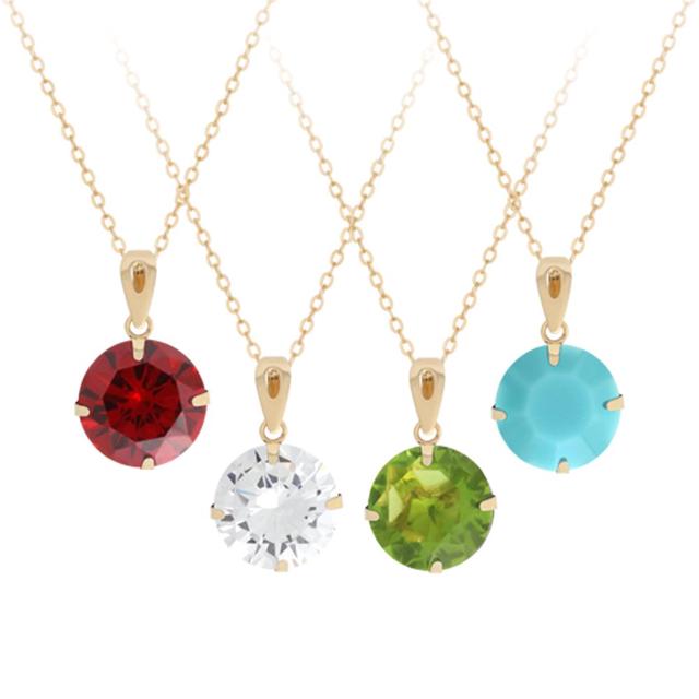 14K GOLD 탄생석 컬러 큐빅 목걸이 42cm - 금 목걸이