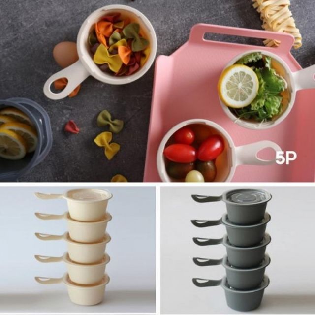 전자레인지용 손잡이 밀폐용기 간편 혼밥용 뚜껑포함 275ml 5p