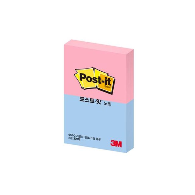 3M 포스트잇 러블리핑크 크림블루 점착메모지