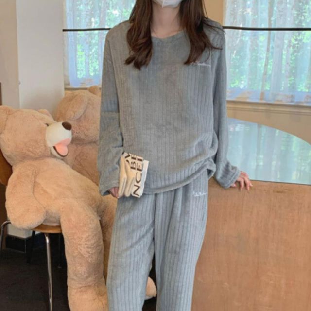 겨울 극세사 수면 잠옷 여성 파자마 홈웨어 세트 3컬러