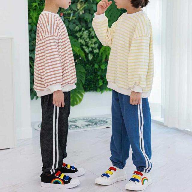 블랙 블루 아동 조거 팬츠 데일리 트레이닝복 바지