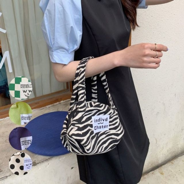 에코 토트백 체크가방 손가방 가벼운 5컬러 지브 패턴