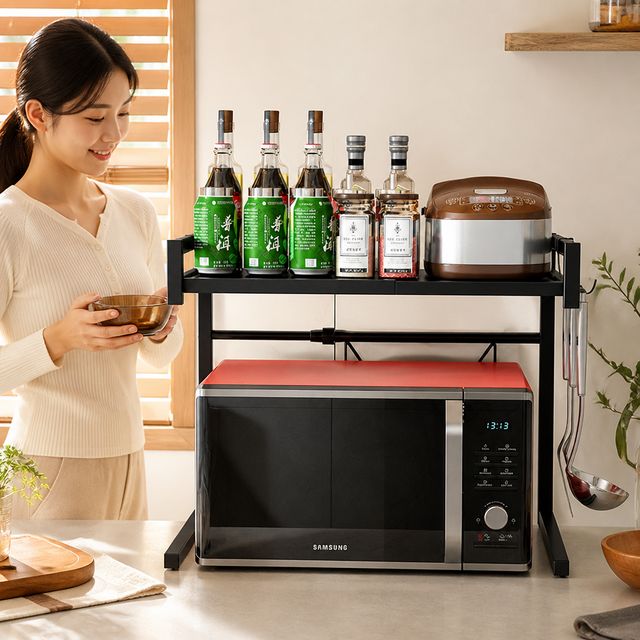 전자레인지 선반 2단 폭 조절 주방 수납대 거치대 확장형