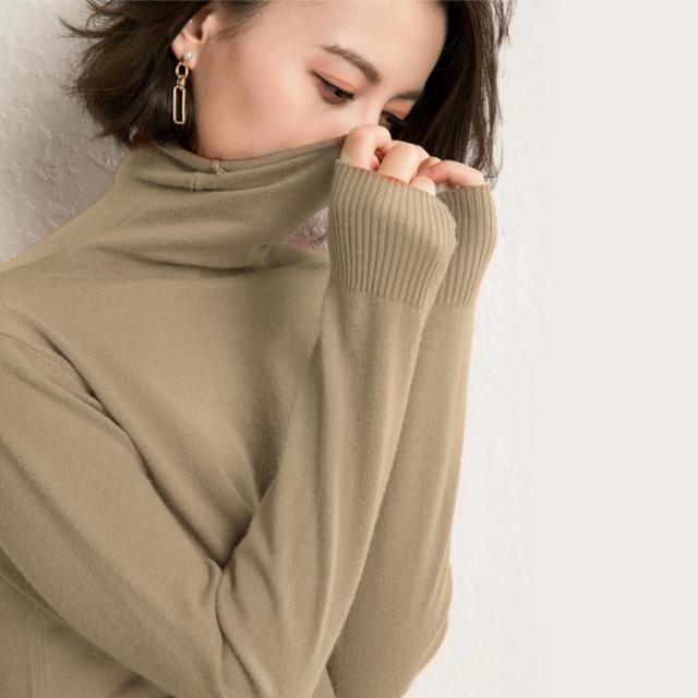 무지 폴라티 여성 간절기 레이어드 터틀넥 니트 티