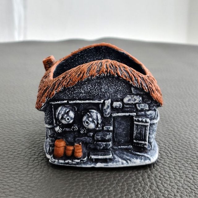 모던 수지 마블 다육이 화분 초가집 대 10x9x9cm