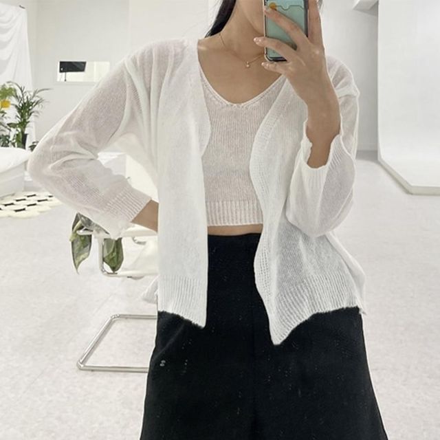 세트 데일리 여성 루즈가디건 코디 기본가디건 니트롱