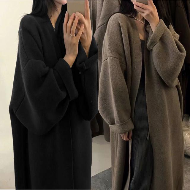 여자 루즈핏 코트 스타일 오픈 가디건 겨울 아우터