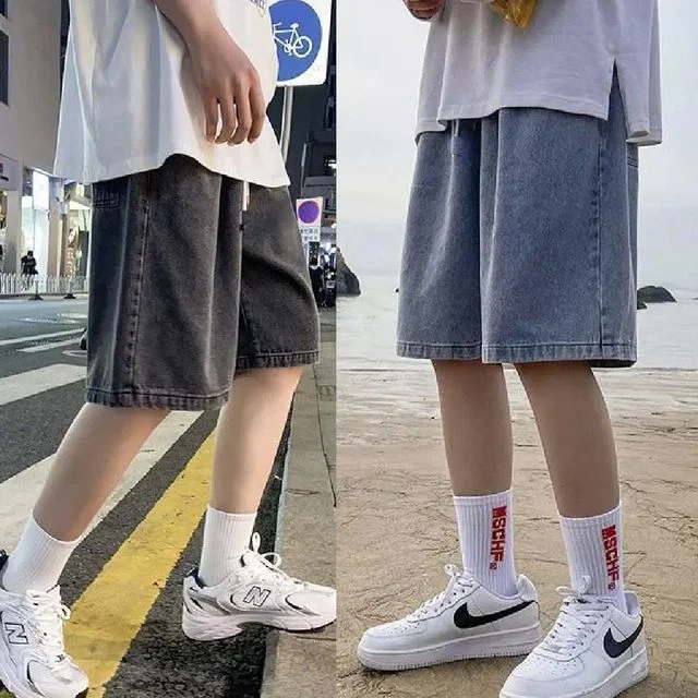 데님 반바지 5부 밴딩팬츠 5부바지 여름 데님팬츠 남자반바지 청반바지