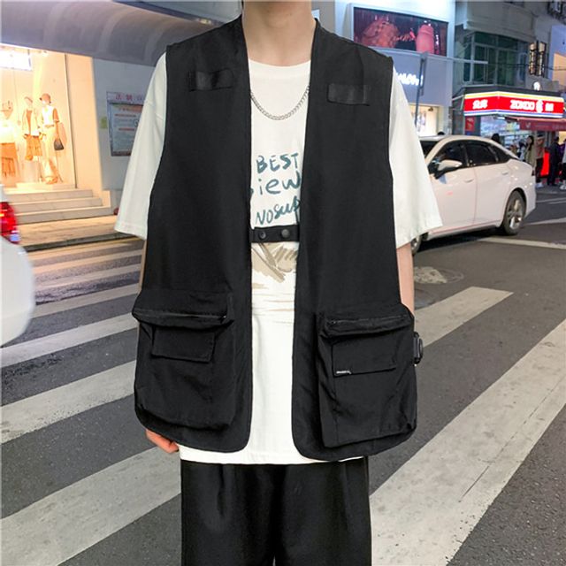 남성 심플 포켓 베스트 조끼 DS-CC035