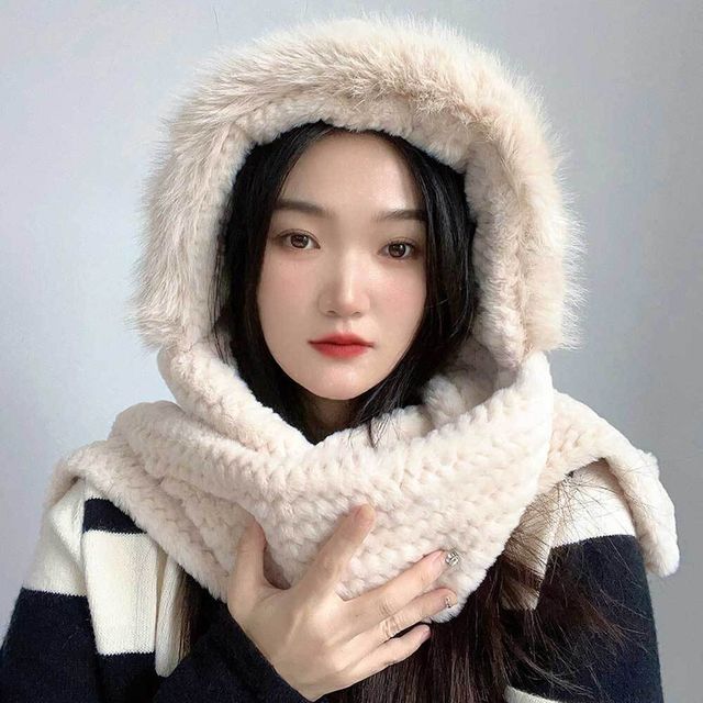 머플러 코지데잇 후드 베이지 후드숄머플러