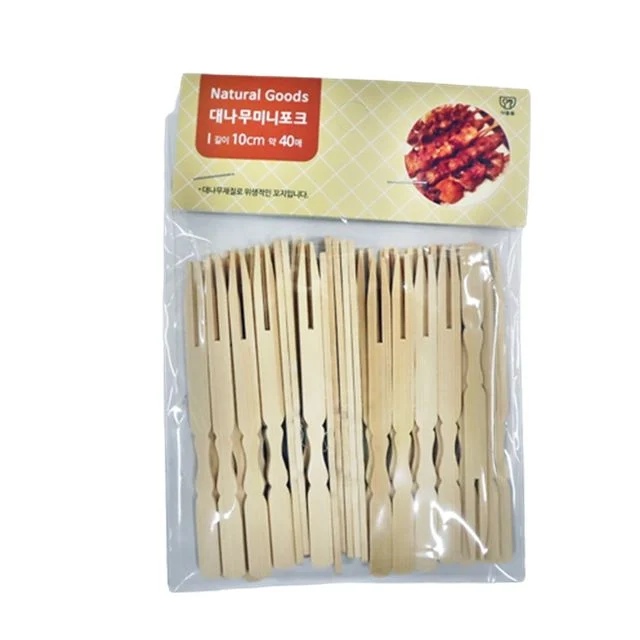 대나무 미니 포크 40P 일회용미니포크 대나무과일포크