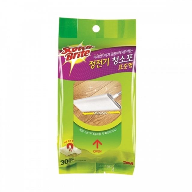 정전기 청소포 리필 밀대 머리카락 더블액션 막대걸레 똑템 30매
