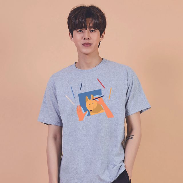 키밍 스케치 강아지 여름반팔티 그래픽반팔티