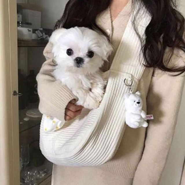 반려동물 슬링백 넓은 스트랩 소지품 보관 편한 가방