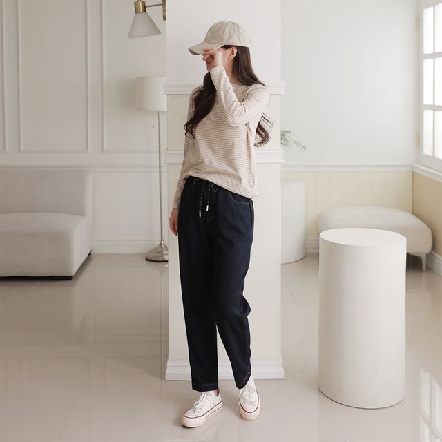 여성 2컬러 데일리 허리밴딩 소프트 데님 진 청바지