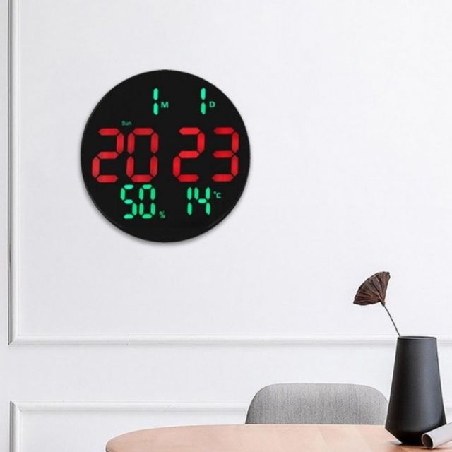 디지털 문클락 LED 온습도 벽시계 무소음시계 알람 인