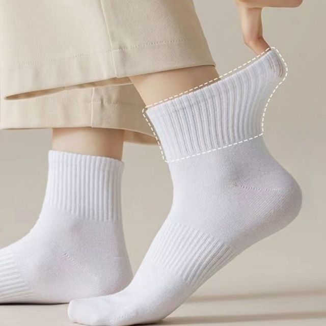 WL 남성 여성 기본 데일리 무지 골지 중목 발목 양말