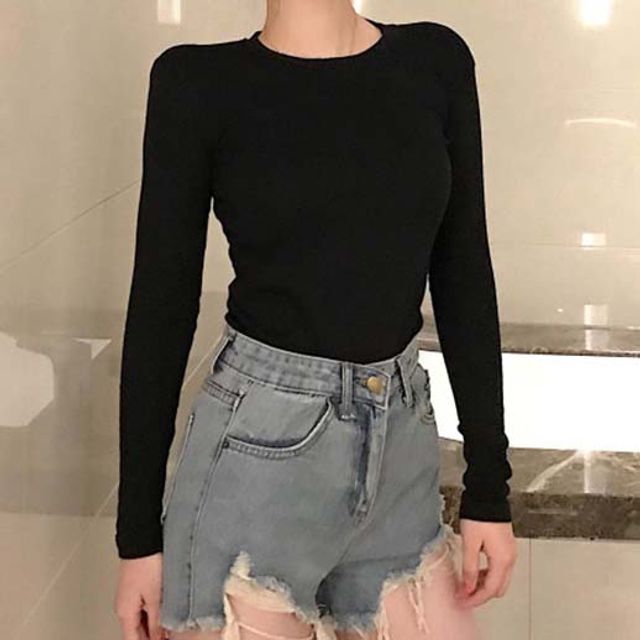 여성 베이직 데일리 긴팔 라운드 티