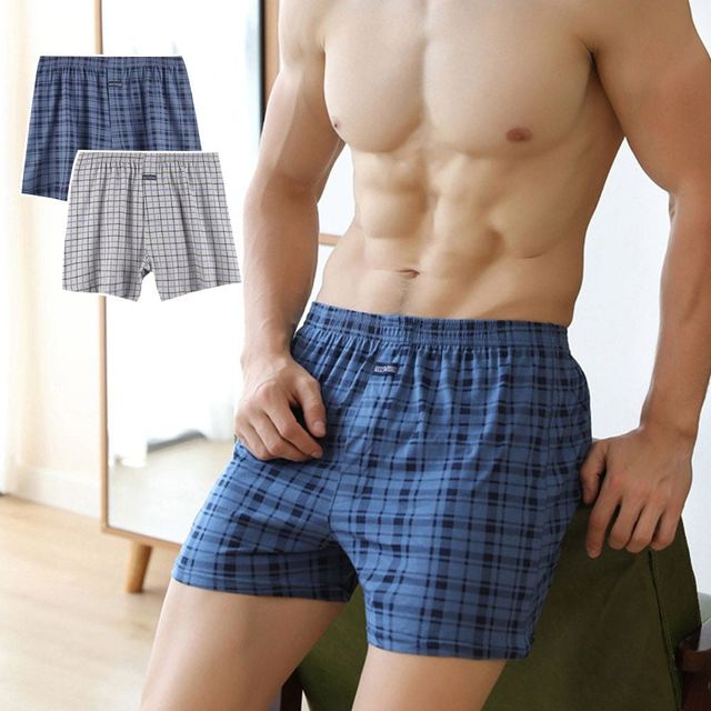 순면트렁크 남자 체크 패턴 면 소재 트렁크 팬티