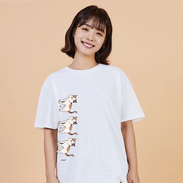 키밍 길고양이 시밀러룩 귀여운 반팔티 여름 면티