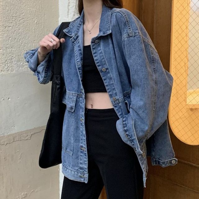 여자 루즈핏 간절기 청자켓 봄 가을 데일리 아우터 빈티지 블루 자켓