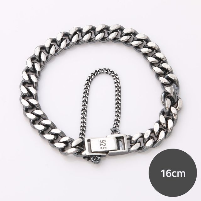 925 남녀공용 유니크 볼드 7mm 실버팔찌 SH111_16cm