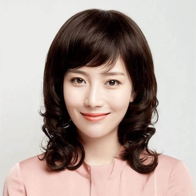 중년 여성가발 웨이브 엄마 전체 가발 풍성한 헤어스타일