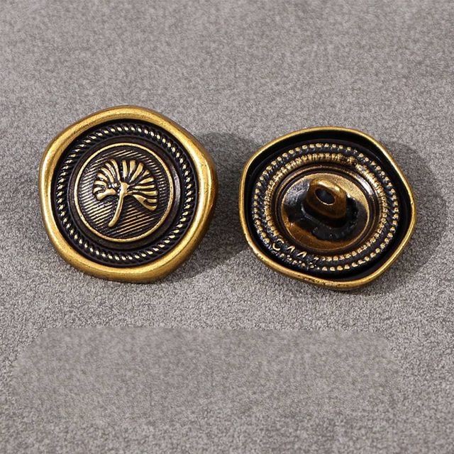 TBZ 고급 금단추 옷수선 엔틱 나뭇잎도안 양복 블랙20mm