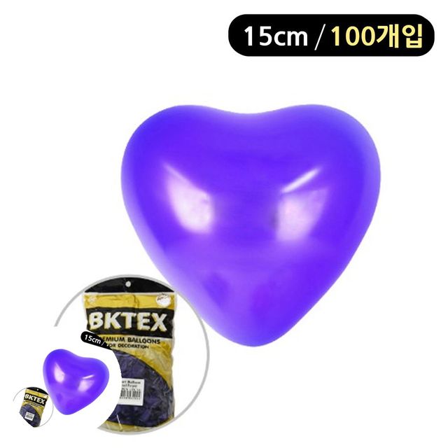 펄풍선 고무풍선 퍼플 펄 하트풍선 15cm 100개입