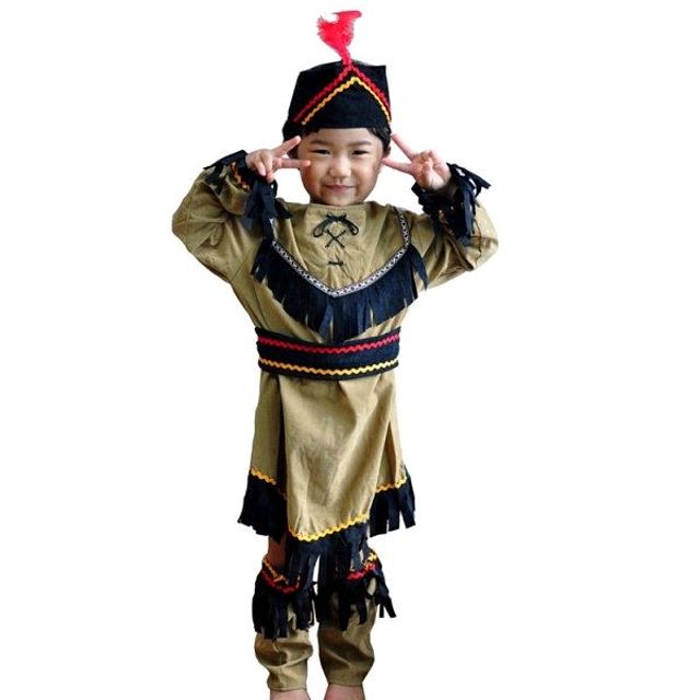 인디언의상 파티복장 여자아동 원시인 코스프레 의상