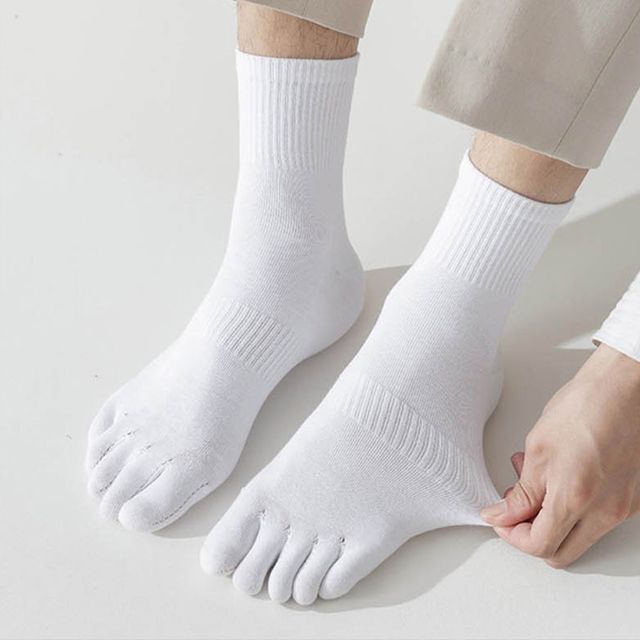 남성 데일리 무지 발가락양말 1켤레 장목 면양말 삭스