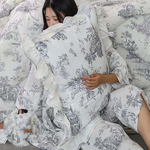 베개속커버 베개덮개 베개커버 디오레 30수 광목 프릴 베개 50x70 그레이 베개솜 별매