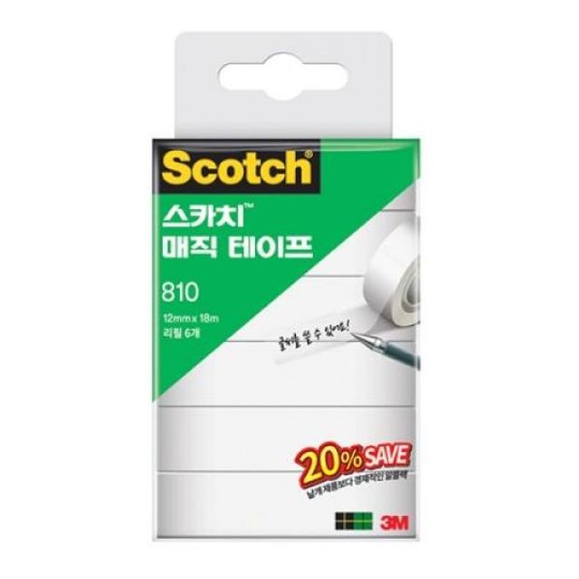 3M)스카치 매직테이프 리필(810R-6/12x18M/세이빙 팩