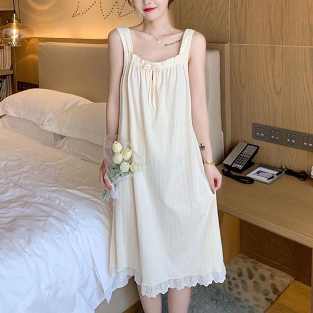 여성 여름 리본 민소매 잠옷 원피스 1P 파자마 홈웨어