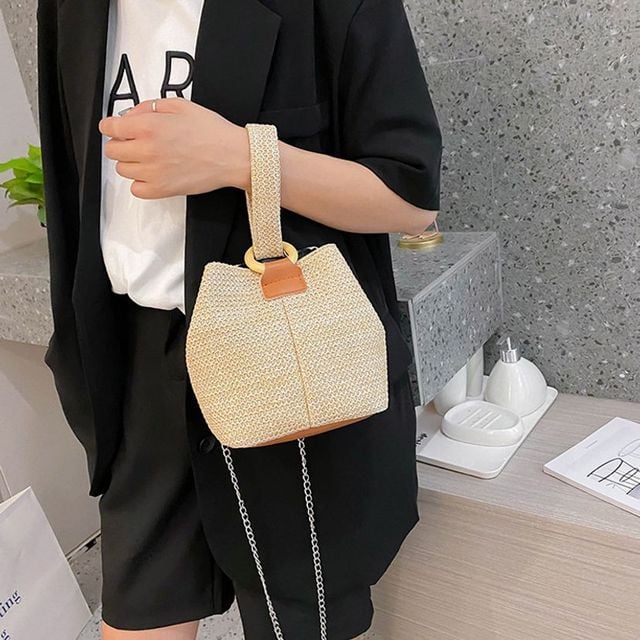 밀짚 복조리백 토트백 여름가방 개성있는 크로스백 여