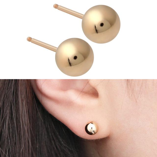14K 골드필드 6mm 골드 볼 일자침 귀걸이 - 알러지 방지