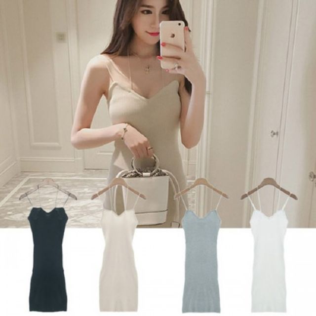 골지 민소매 끈 원피스 사계 패션 데일리 의류