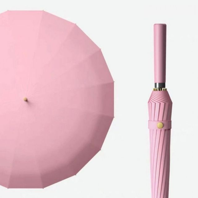 자동 16K 장우산 일자형 가죽손잡이 튼튼 대형 우산 자외선차단 컬러 양산