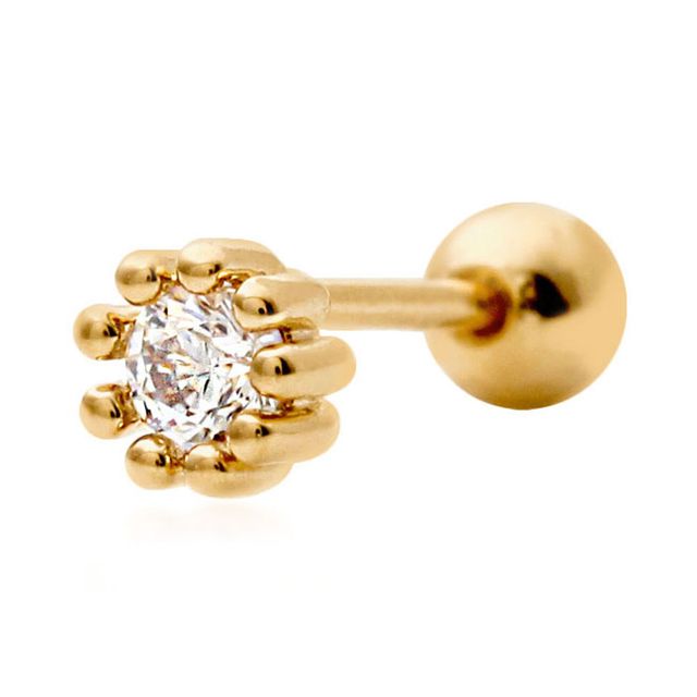 14K GOLD PIN 피어싱 크라운 큐빅