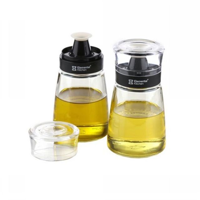 유리 간장 소스병 블랙 160ml 2P 세트, 주방 양념통