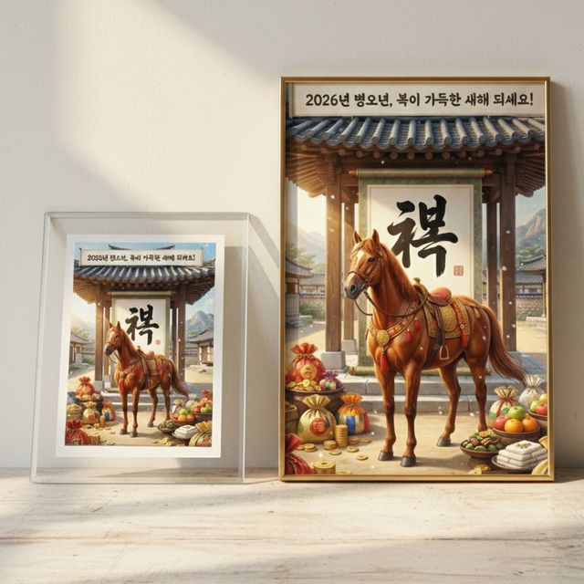1+1 새해 병오년 말띠 돈들어오는 그림 액자 SET_M04