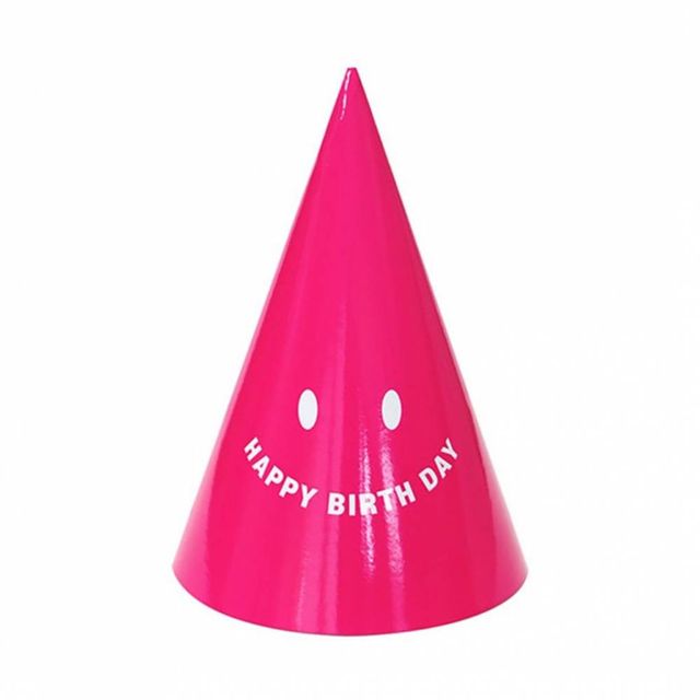 스마일 생일 고깔모자 핫핑크 6개입, 파티 꼬깔