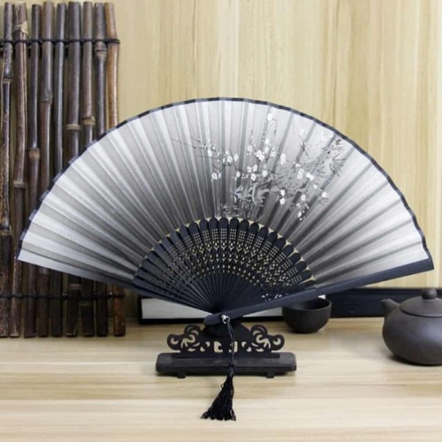 대나무 부채(블랙) 플라스틱부채 손부채
