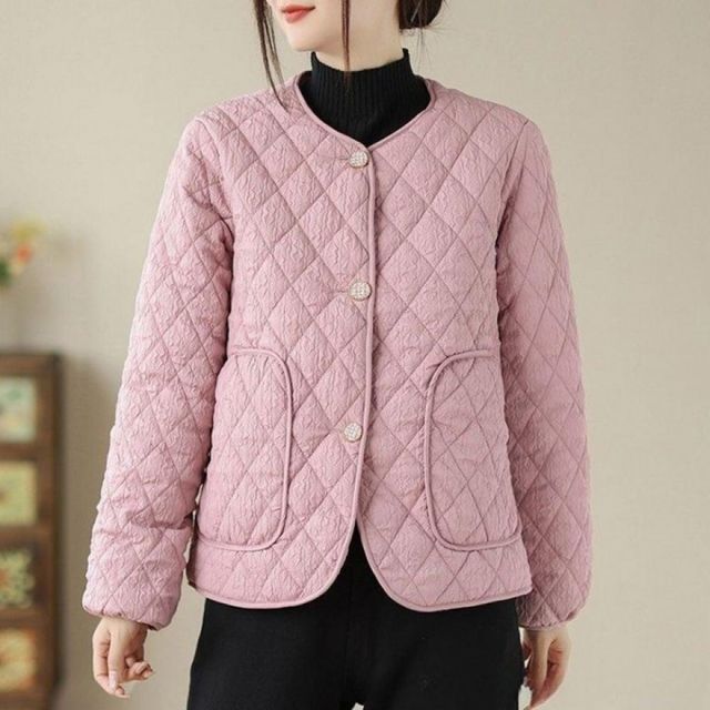 여성용 경량 퀼팅 재킷 가을용 따뜻한 네오플랜 컬러 배색 아우터 하객룩