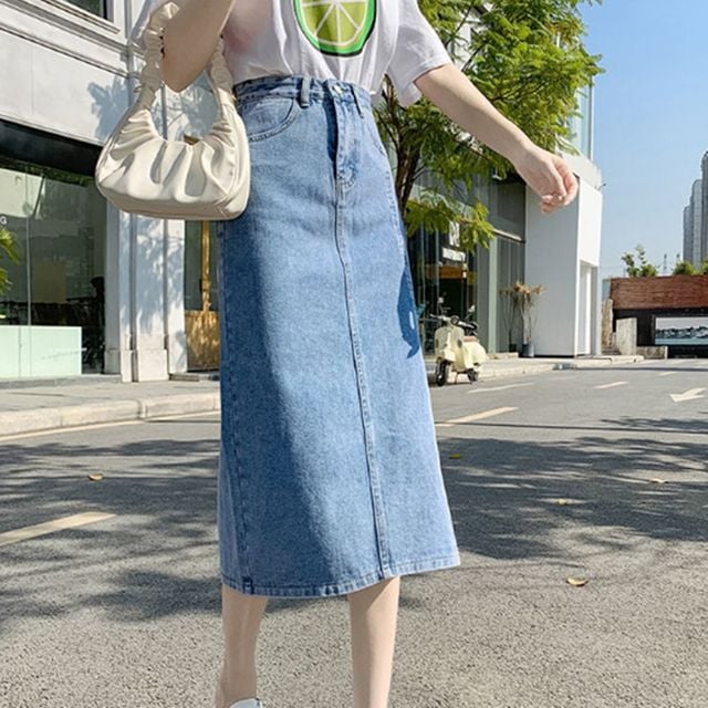 여성 슬림 스타일 롱한 기장감 사계절 데님 스커트