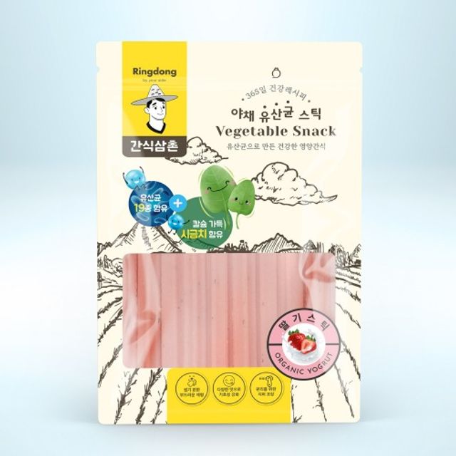 간식삼촌 야채유산균스틱 딸기맛 칼슘 시금치 유산균19종 150g