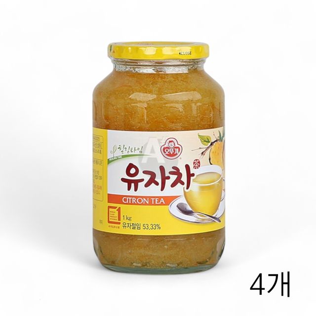 WL 오뚜기 유자차 1kg X 4개 액상차 사무실 카페 국산 과일차 과실차 탕비실음료 따뜻한차