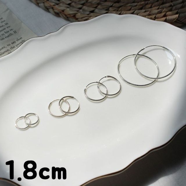 GGD 올실버 silver92.5 파이프링 귀걸이 1쌍 1.8cm