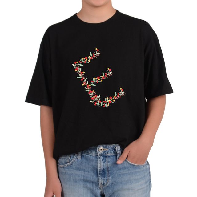 길단 반팔 USA핏 알파벳 E 꽃모양 ALPHABET flower 꽃으로그림 다양한색상 전사이즈