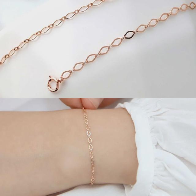 14K 마름모 체인 레이어드 로즈골드 금 팔찌